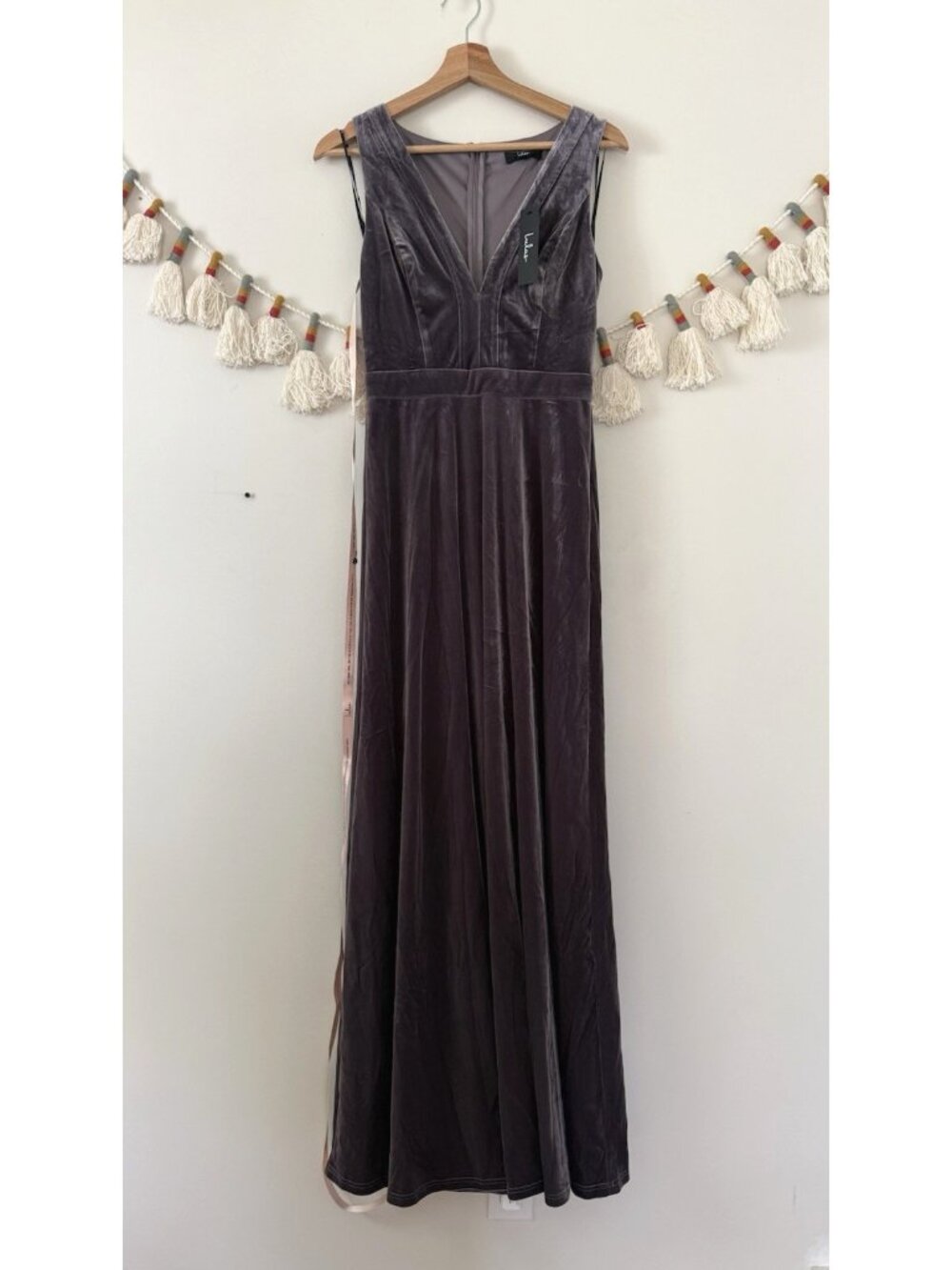 Lulus Beautiful Night Dusty Purple Velvet Sleeveless Maxi Dress Homecoming NWT S